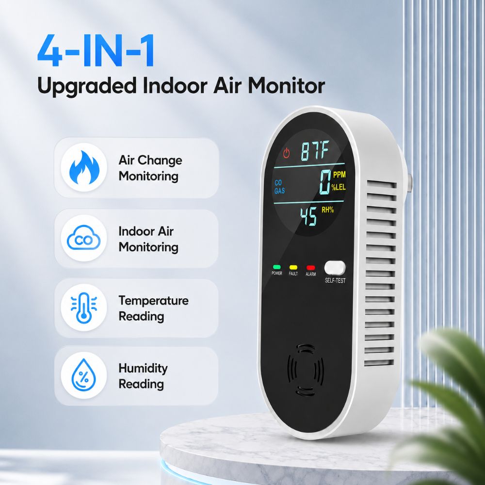 Co Detector Plug - كاشف غاز متعدد الوظائف بشاشة LED