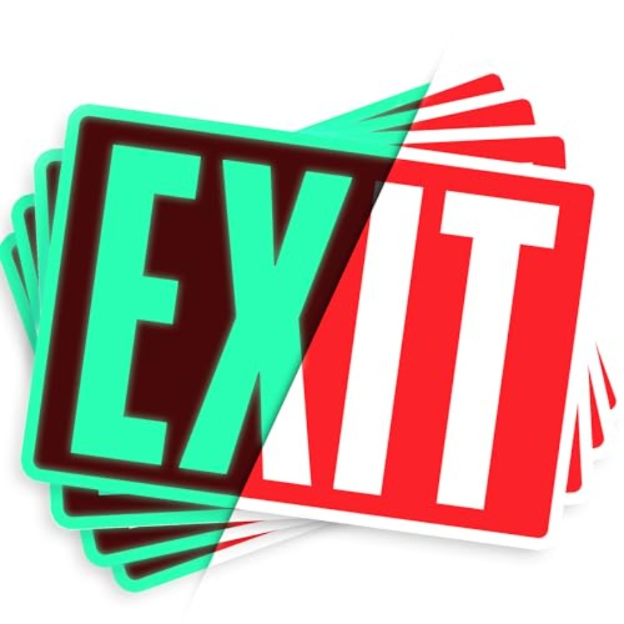 Emergency Exit Sign - ملصقات علامات الخروج، تتوهج في الظلام،