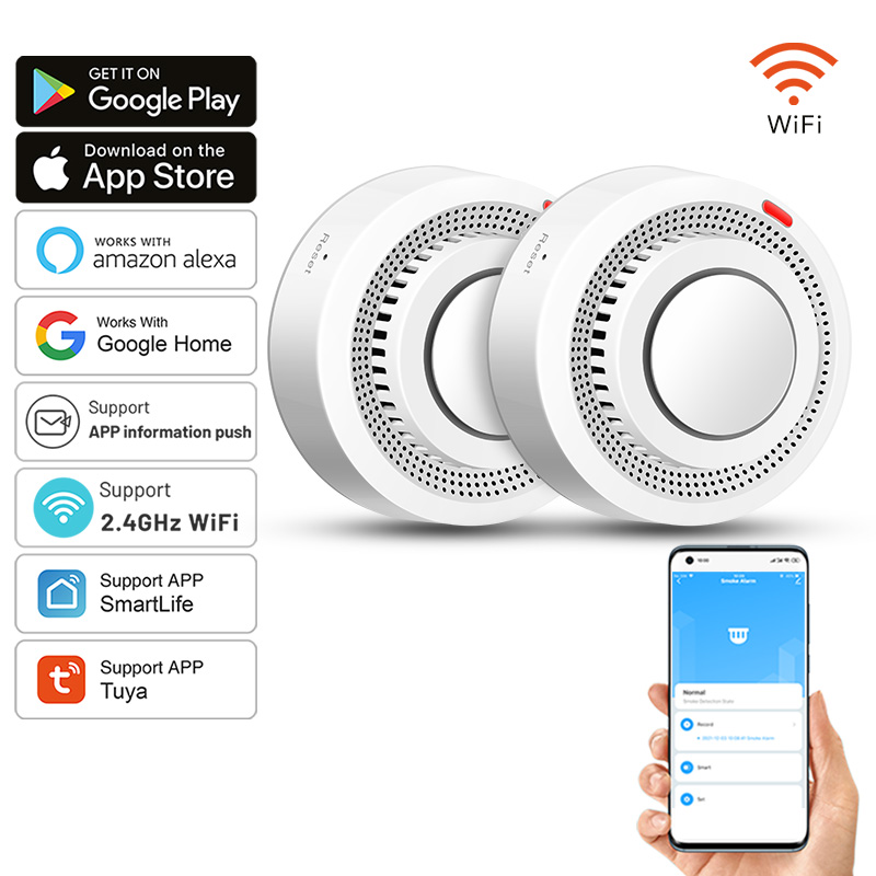 Smoke Detector Interconnected - مجموعة من 2 جهاز استشعار دخان