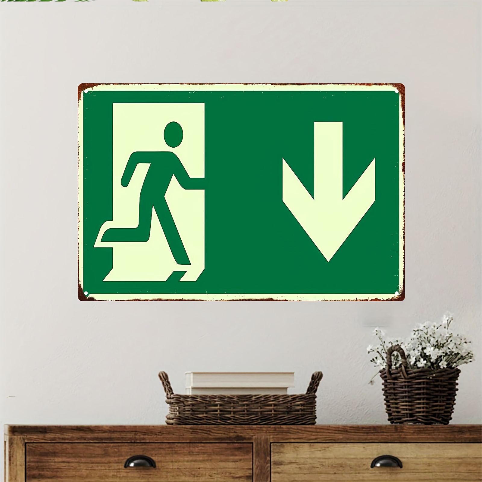 لافتة معدنية حديدية عتيقة ثنائ - مراجعة Emergency Exit Sign وسعره