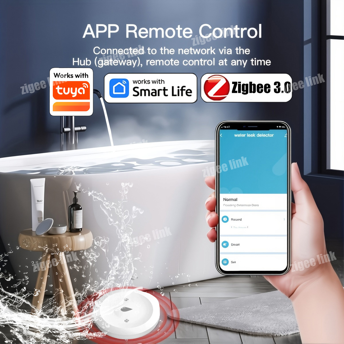 مستشعر تسرب المياه الذكي ZigBe - مراجعة Water Alarm Sensor وسعره
