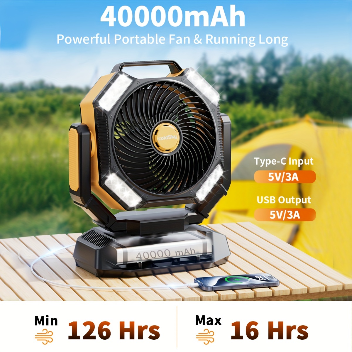 مروحة تخييم كولد سكاي، مروحة ت - مراجعة Power Outage Light وسعره